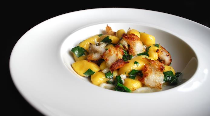 Ñoquis de mandarina y baccalà