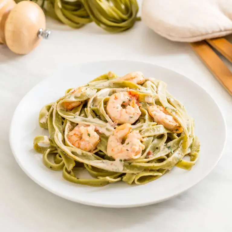 Pasta integral con calabacín y gambas - Fine Dining Lovers