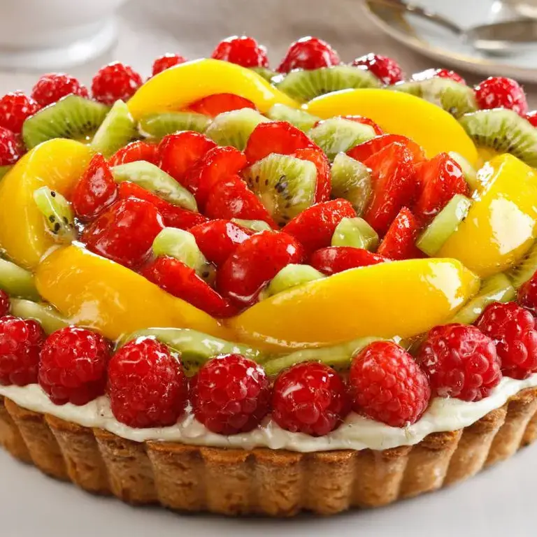 Tartas de frutas Tarta de crema y frutas frescas