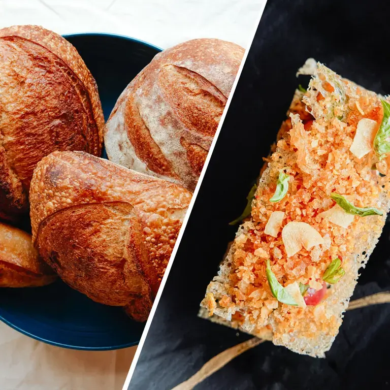 Milhojas de pan duro y tomate