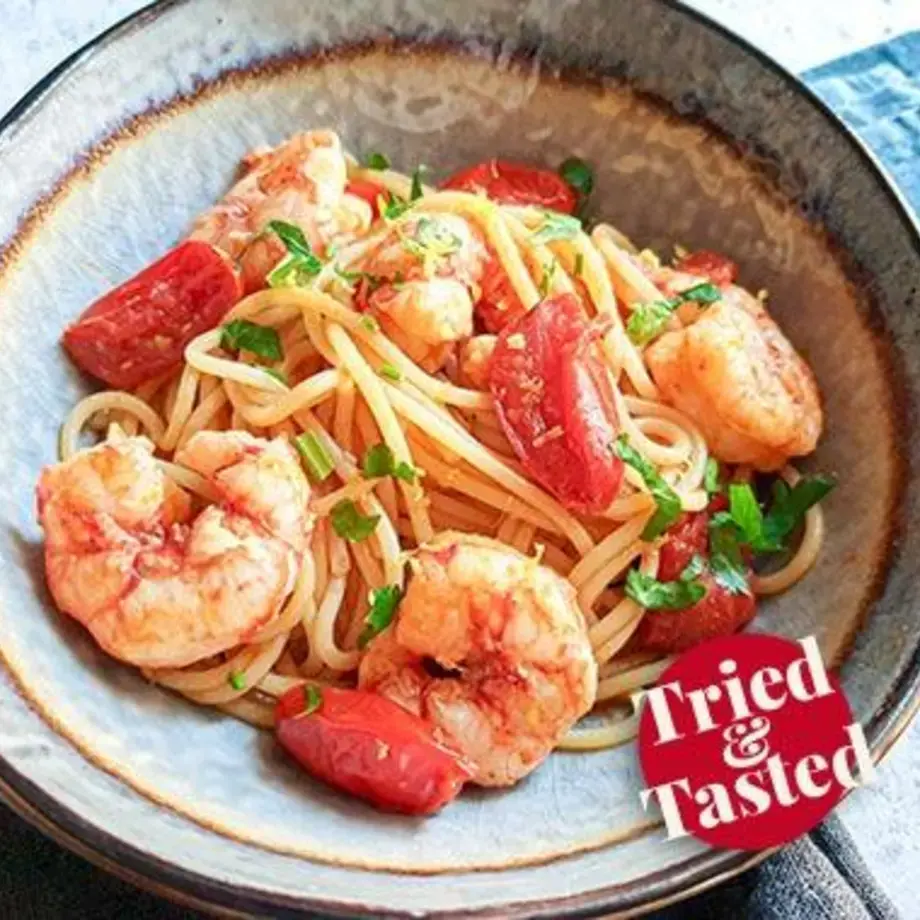 Espaguetis con langostinos