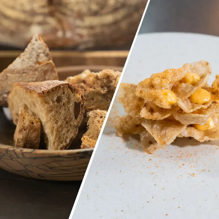 Pan duro con taramasalata de huevas de vieira