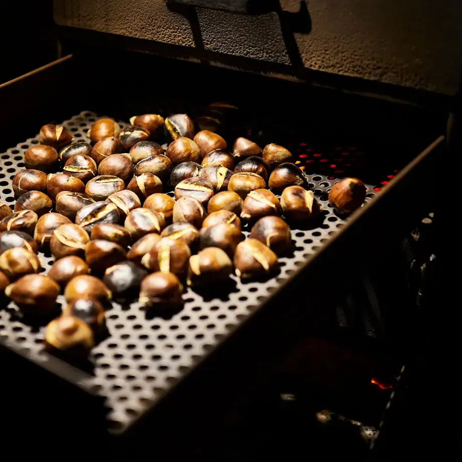 Castañas asadas al horno