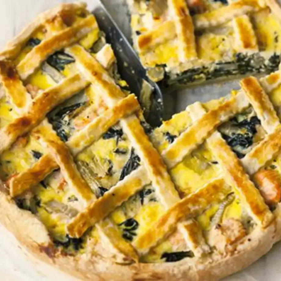 Quiche de acelgas con salmón