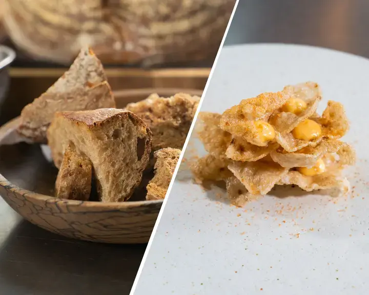 Pan duro con taramasalata de huevas de vieira